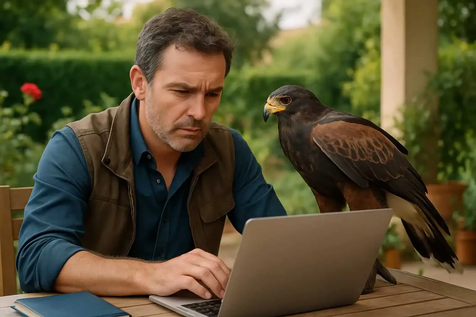 Buse avec fauconnier